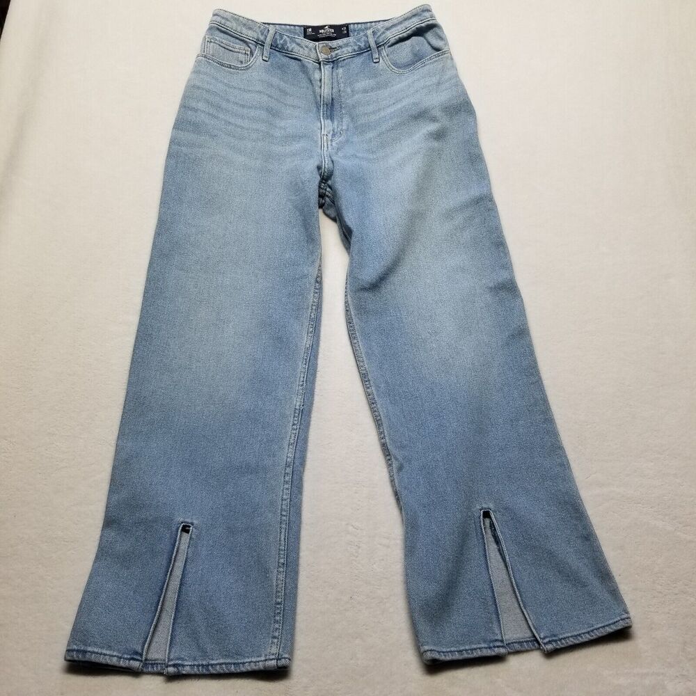 Hollister 13R Jeans Ultra High Rise Dad Jeans Split Ankle Light Wash Boho Preppy